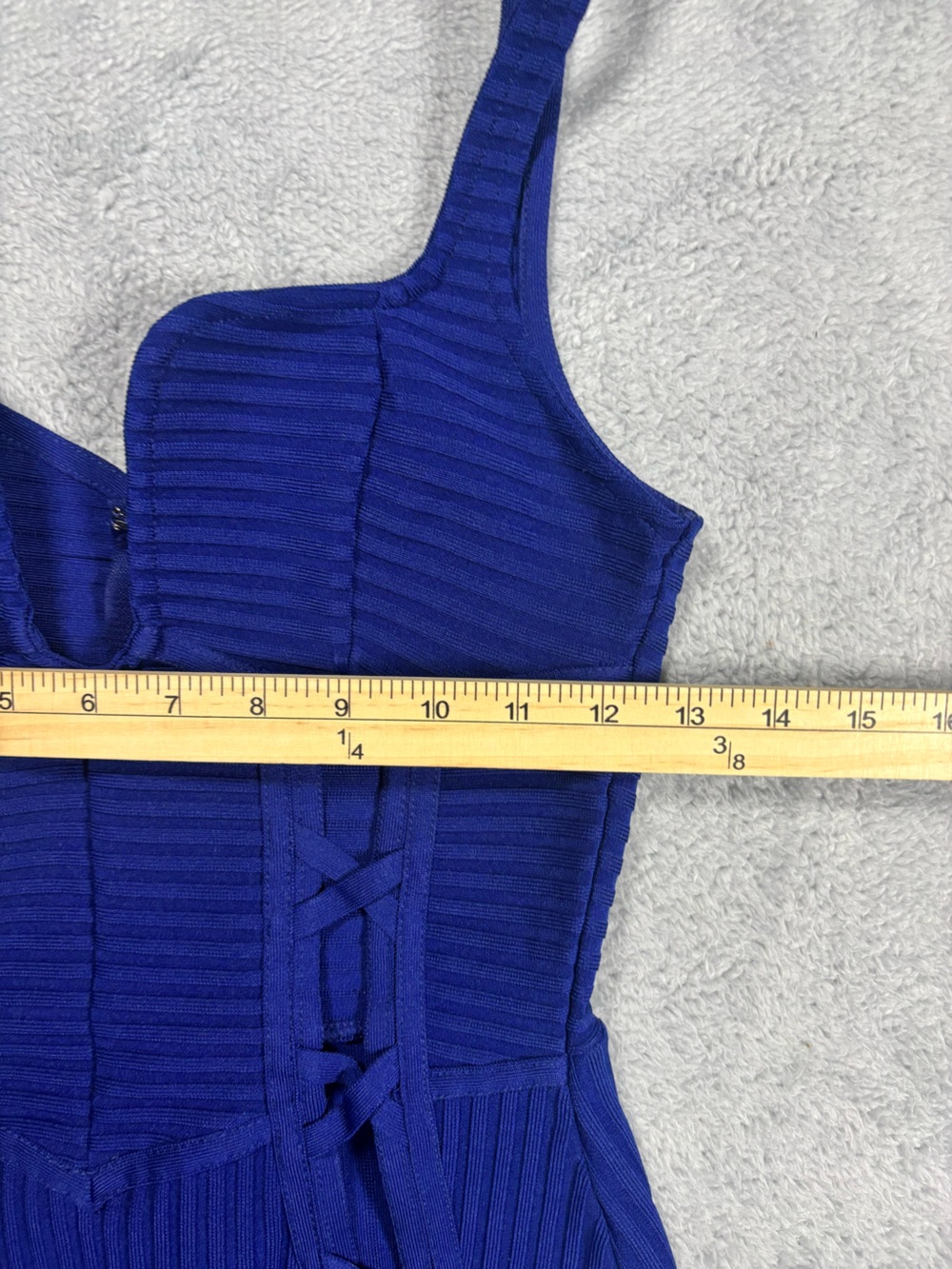 Fashion Nova Royal Blue Ribbed Lace-Up Midi Dress - Picture 4 of 5